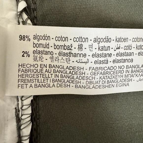 Zara Army Green High Waist Tapered Leg Stretch Cotton Cargo Pants Size 31 - Picture 9 of 12